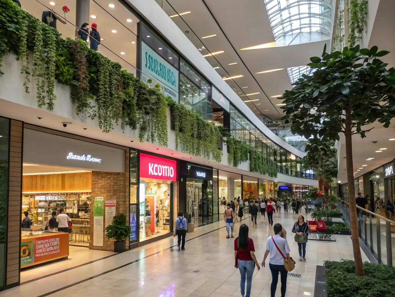 A high-quality photo of a local shopping center near Springleaf Residence, highlighting the variety of retail and dining options available to residents.